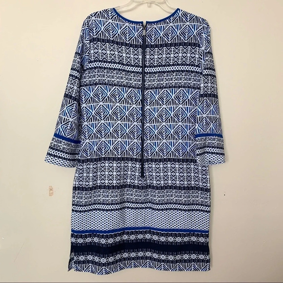 Vince Camuto Keyhole Shift Dress Blue Geometric size 10 - Picture 2 of 6